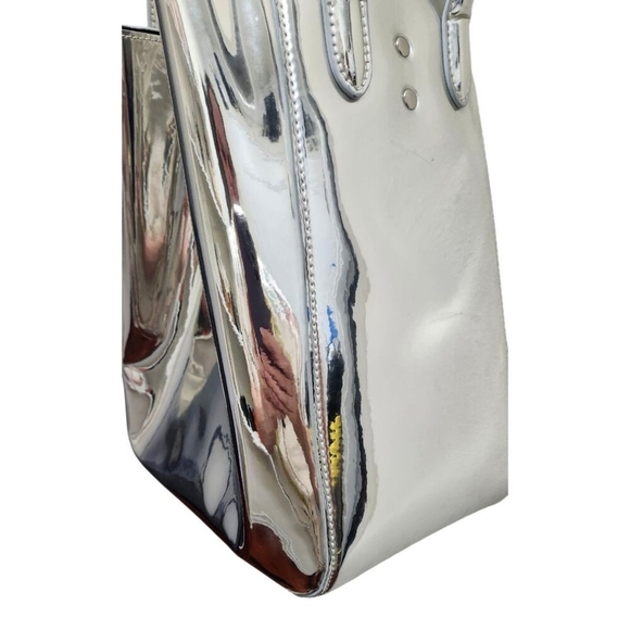 X NIHILO Silver Metallic Tote Bag Crossbody Purse Structured Modern Designer - Picture 8 of 16